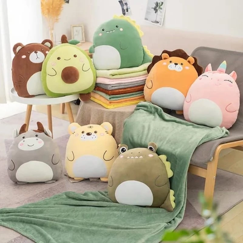 Boneka 4 in 1 Balmut Bantal Selimut Anak Dewasa / Boneka karakter unicorn princess buah Penghangat Tangan Kantor Rumah Lucu Ruang Bantal Sofa Travelling Boneka Kado Boneka Selimut Kado Valentine