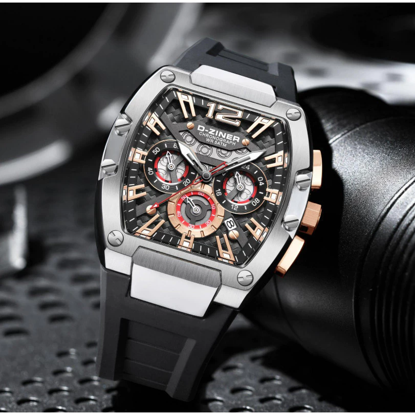 Dziner Rubber 9051 Chronograph Water Resistant 5 ATM