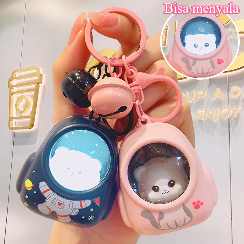 Gantungan Kunci Kucing Glow in the Dark Desain Galaxy Unik – Hadiah Romantis untuk Pasangan