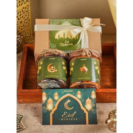 Hampers Lebaran Idul Fitri / Parcel Lebaran (Ramadhan) / Eid Hampers – Cookies 2 Jar + KARTU + PITA | LUCKYBITE