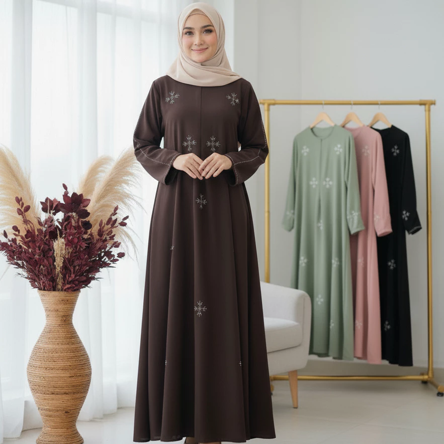 Inayah Gamis Polos Lis Bahan Sabrina Anti UV lvl 1 Mix Swarovski Gamis Kondangan Wanita Terbaru 2025 // Fashion Wanita Muslimah // Busana Muslim Wanita Dewasa