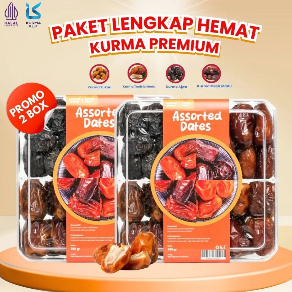 [PROMO 2 BOX] Kurma Assorted 4 in 1 Kurma Sukari Kurma Ajwa Tunisia Madu Oleh Oleh Haji Umroh Cocok untuk Hampers