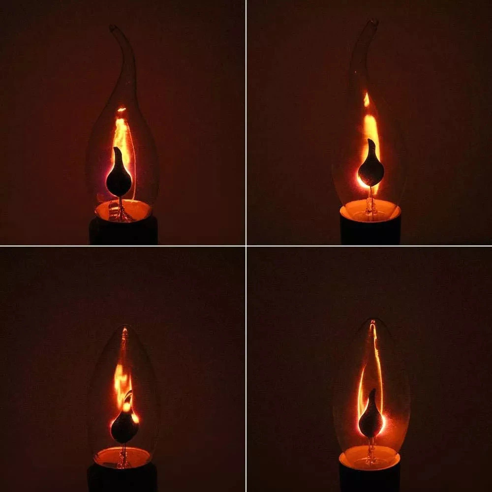 Lampu Hias Dekorasi Efek Bara Api Gerak Membara Unik Retro Bohlam Fitting Standart E27 3W Fire Lighting Vintage Flicker Led Candle Light Bulb Vintage Edison Bulb