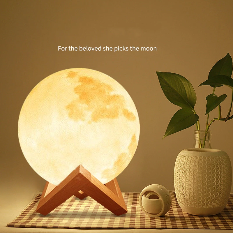 Lampu Tidur Bulan 3D Unik Dekorasi Kamar Minimalis & Lucu (Moon Lamp)