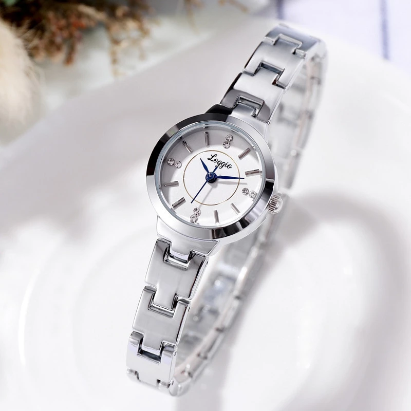 Loggio Jam Tangan Wanita Anti Air Original Elegan Mewah Casual Quartz Jam Tangan Cewek Rantai