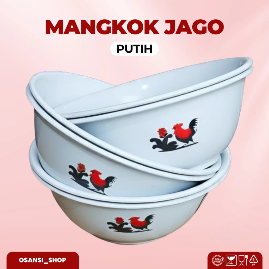 Mangkok Jago Plastik BPA Free 12 PCS {1 Lusin} WARNA PUTIH