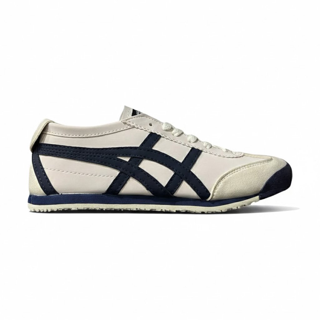 Sepatu Onitsuka Tiger Mexico 66 Cream Navy Unisex – Spatu Sneakers Pria Wanita Flat Premium – Sneaker Sport Olahraga Lari Cewek Cowok Casual