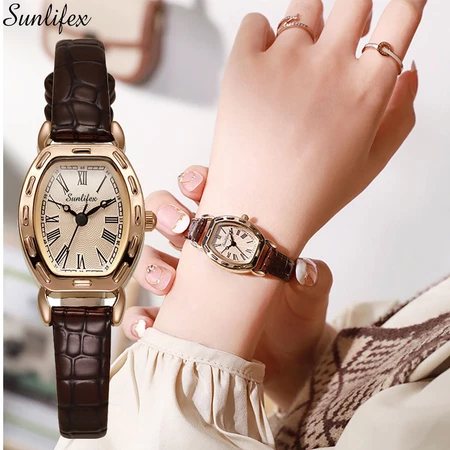 Sunlifex Jam Tangan Wanita Anti Air Kuarsa Elegan Vintage Tali Kulit Santai Jam Tangan Cewek Original 3345Sunlifex Jam Tangan Wanita Anti Air Kuarsa Elegan Vintage Tali Kulit Santai Jam Tangan Cewek Original 3345