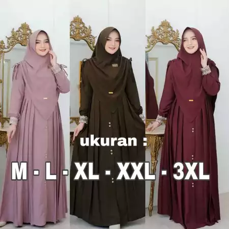 Mawwadah Syar’i Set Khimar Cringkle Airflow Premium – Fashion Muslim Wanita Ukuran Jumbo M – L – XL – XXL – 3XL – Baju Muslimah Elegan – Baju Pesta Syar’I – Model Gamis Terbaru – Baju Lebaran – Busana Muslim Seragam Pengajian Hijab Syar’i Terlaris