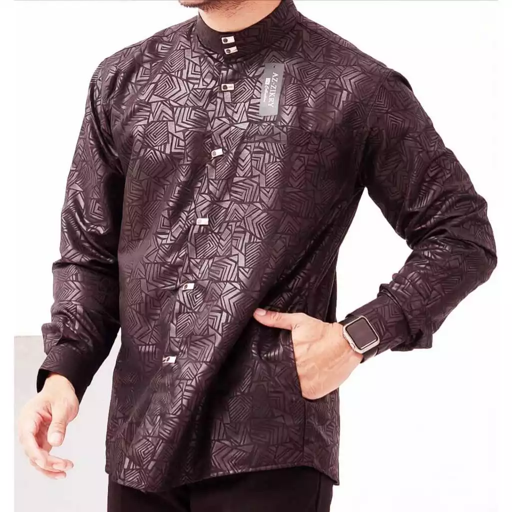kemeja Koko motif embos kemko Sultan pakaian dewasa