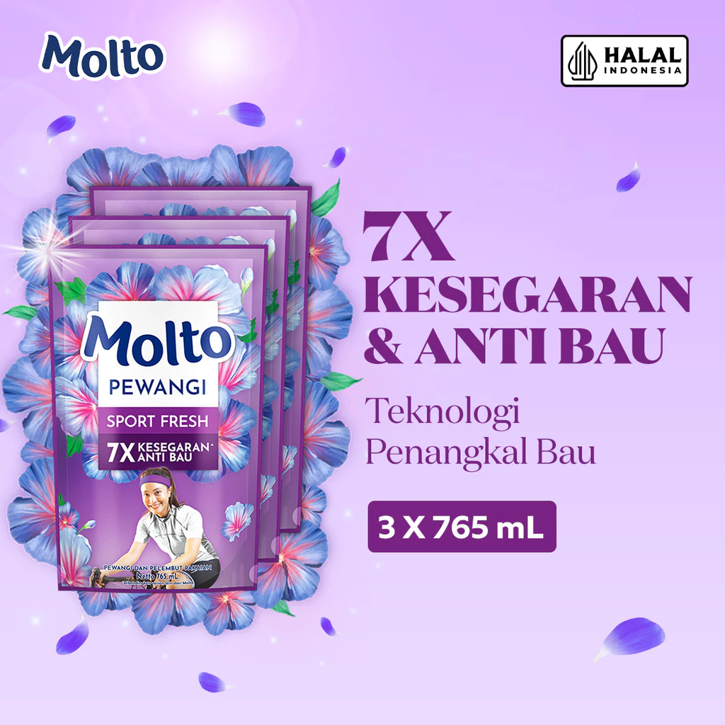 Molto Pewangi Pakaian Sport Fresh 7x Kesegaran & Anti Bau 765 mL x3