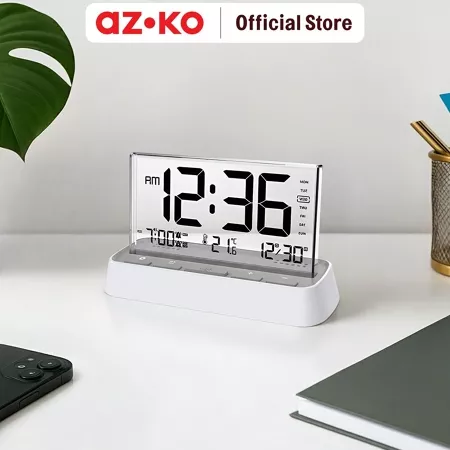AZKO Forhom Jam Meja Lcd Digital Transparan Alarm Clock Waker Clock Jam Alarm Digital Desk Clock Jam Aesthetic
